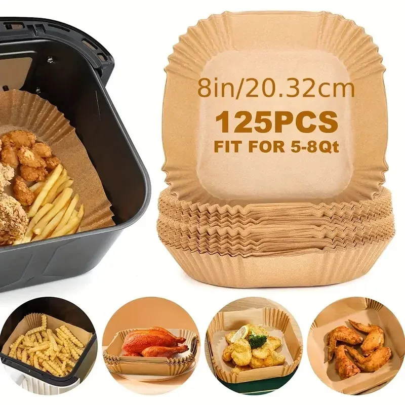 50 stücke/125 stücke Air Friteuse Spezielle Papier Lebensmittel Silizium Öl Papier Runde Halterung Hohe Temperatur Saugfähigen Papier backen Zubehör
