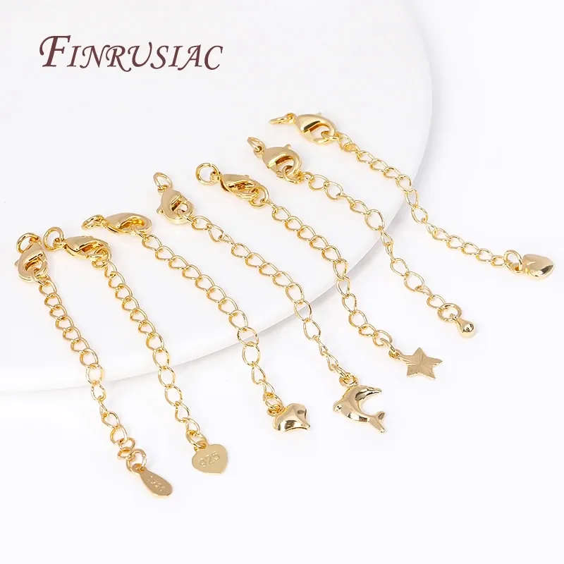18 Karat vergoldete Verlängerungsketten mit Karabinerverschlüssen, Verbinder für Schmuck, Halskettenverlängerung, DIY-Armbänder, Zubehör