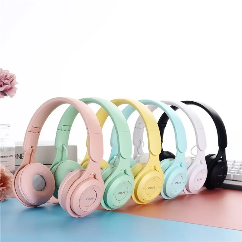 Y08 Drahtlose Bluetooth Kopfhörer Macaron Kopfhörer Stereo Stirnband Gaming Headset mit Mikrofon Gamer Mädchen Geschenk für Mobile Tablet