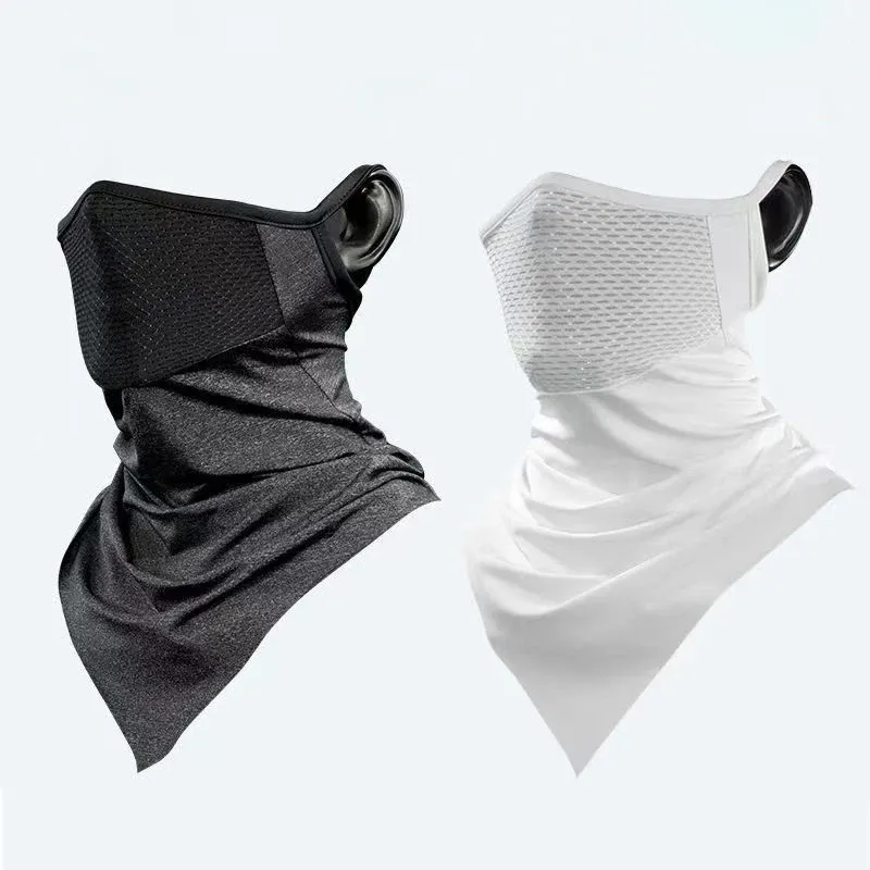 Sommer Männer Maske Volle Gesicht Fahrrad Halstuch Radfahren Bandana UV Schutz Maske Atmungs Eis Seide Outdoor Hängen Ohr Schal