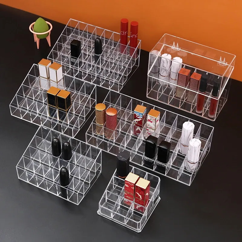 24/9 Grid Lippenstift Box Acryl Make-Up Organizer Lagerung Box Lippenstift Nagellack Display-ständer Halter Kosmetische Organizer Box