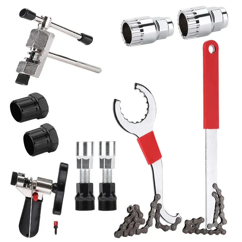 Fahrrad Reparatur Tool Kits Fahrrad Schwungrad Entfernung Kette Breaker Cutter Kurbel Puller Fahrrad Schlüssel Kassette Halterung Extractor Sets