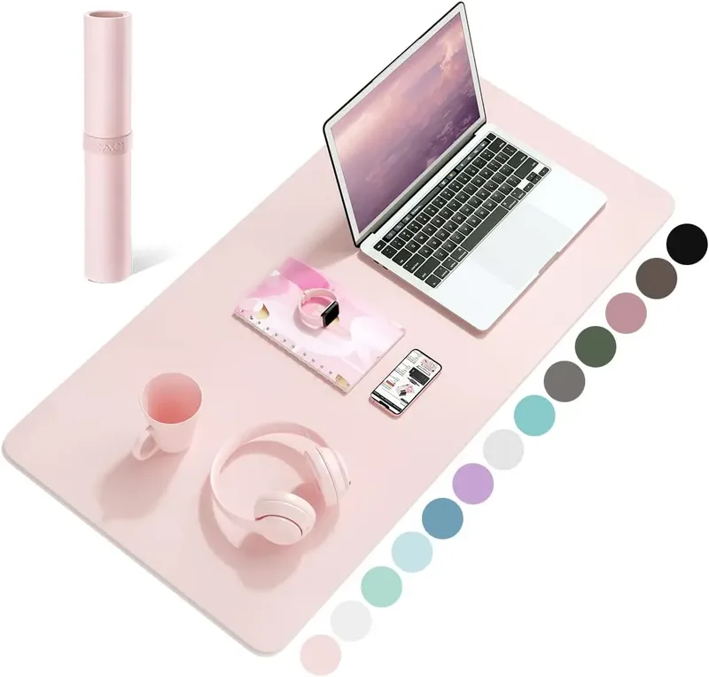Schreibtischunterlage, wasserdichtes PVC-Mauspad, Leder-Schreibtisch-Schutzhülle, rosa, für große Computer, Mädchen, Laptop, rutschfeste Gaming-Tastaturmatten