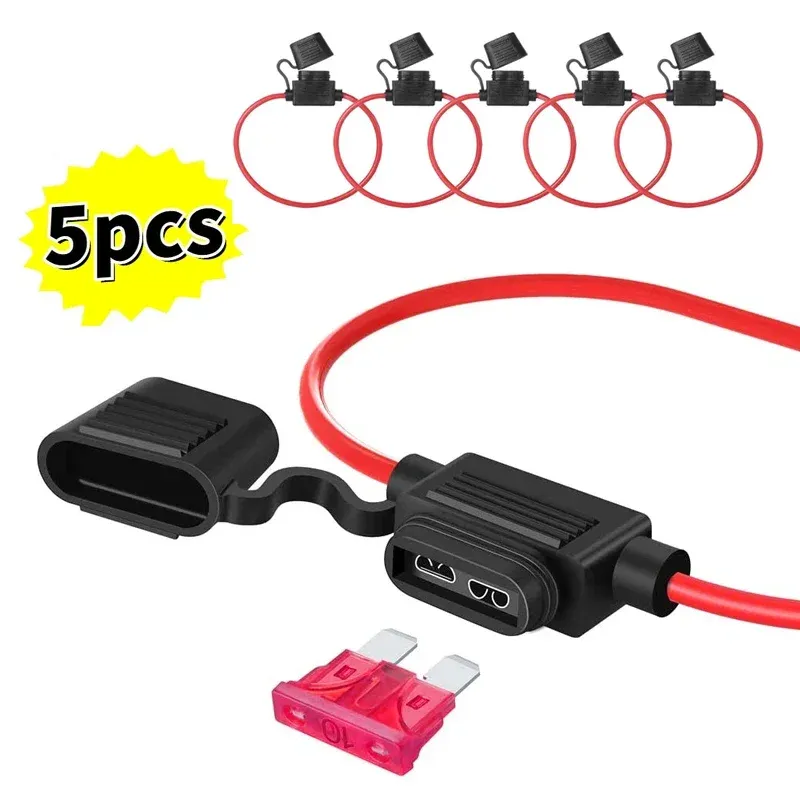 5Pcs 14AWG Auto Mini Sicherung Box Klinge Typ In Linie Sicherung Halter Wasserdicht für 2V 30A Auto Motorräder draht Cutoff Schalter Buchse