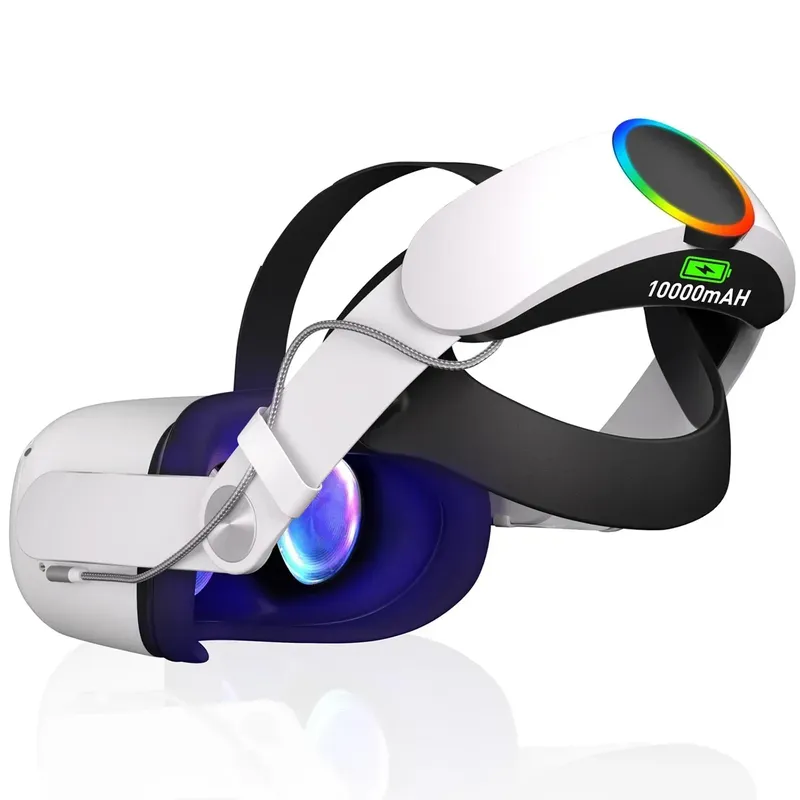 Elite Strap mit Akku für Oculus Quest 2 VR Headset, verstellbarer Kopfgurt, 10000 mAh Power Bank für Meta Quest 2 Zubehör