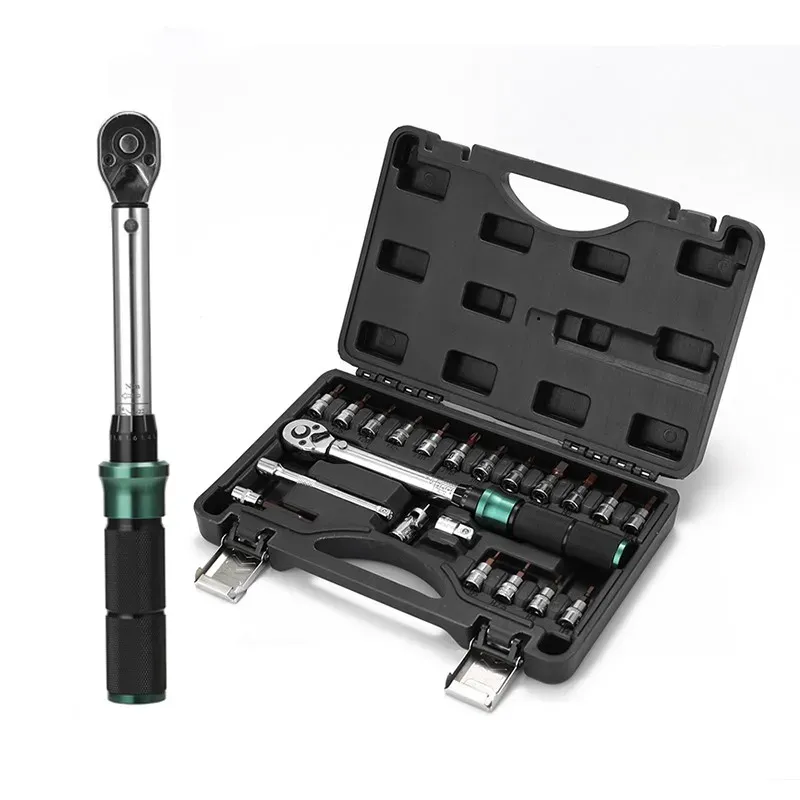 1/4'' Antrieb 2-24N.m Präzise Doppel Skala Drehmomentschlüssel Set MTB Fahrrad Steckschlüssel Fahrrad Motorrad Ratsche Reparatur Toolbox Kit