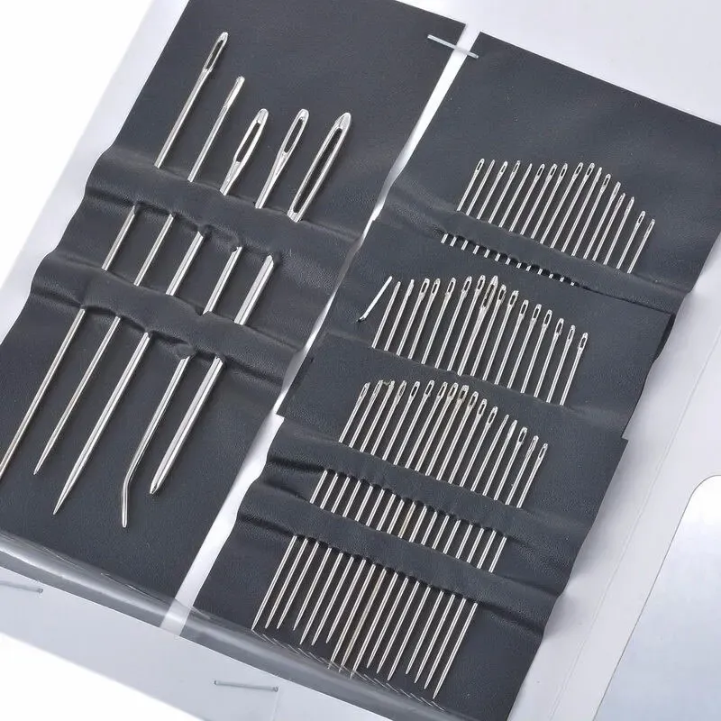 55 Stücke Edelstahl große Augen Hand Nähnadeln Set mit verschiedenen Größen zum Nähen von Handarbeiten Stickerei nadeln