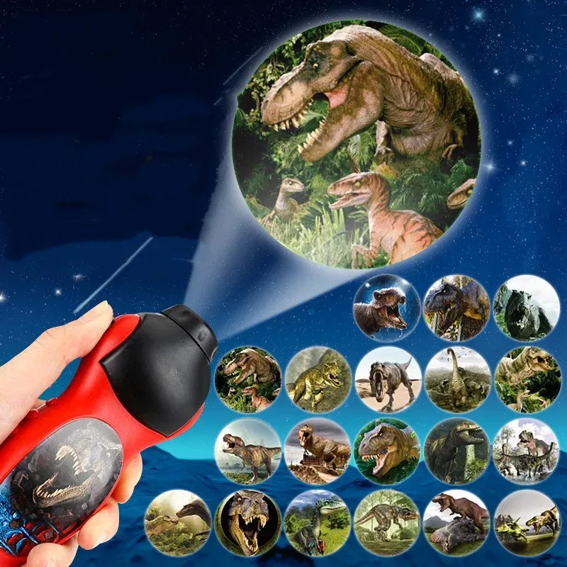 24-Muster Taschenlampe Projektorlampe Lernspielzeug Kinder Kinder Geschenk Dinosaurier kreativer Projektor interessantes Schlafenszeitspiel