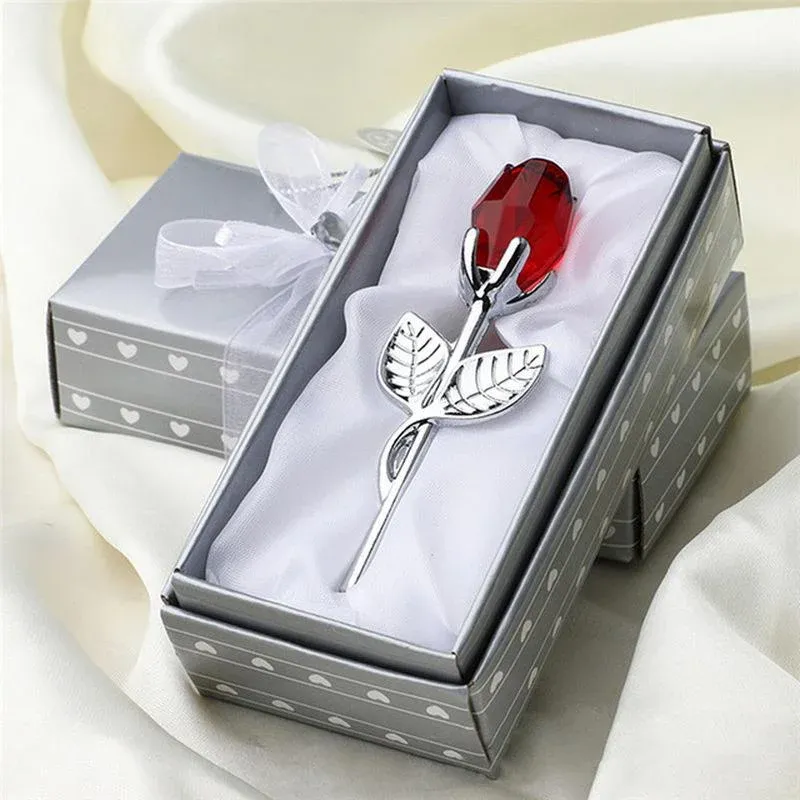 6-farbige Kristallglas-Rosen-Blumenfiguren zum Basteln, Valentinstag, Gastgeschenke, Weihnachtsgeschenk für Liebhaber, Souvenir, Zuhause, Hochzeitsdekoration