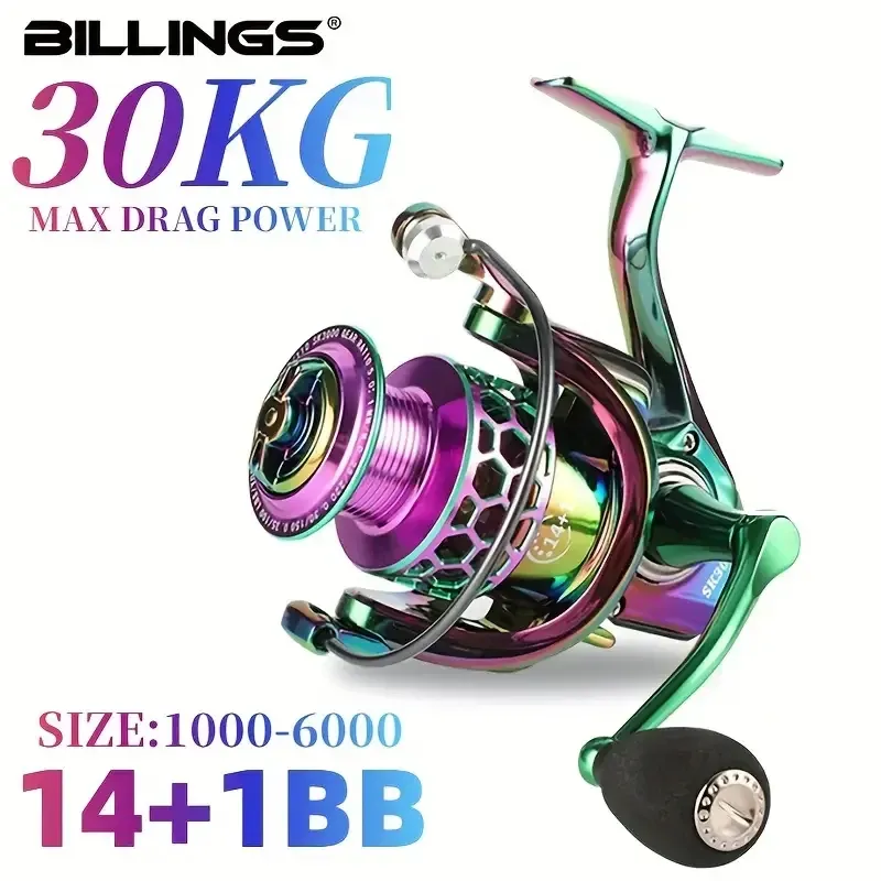 BILLINGS SK 1000-6000 Serie, 5,0:1/4,7:1 Übersetzungsverhältnis, 22 Pfund maximale Zugkraft, CNC-Metallwippe, Spinn-Angelrolle, für Süßwasser-Salzw