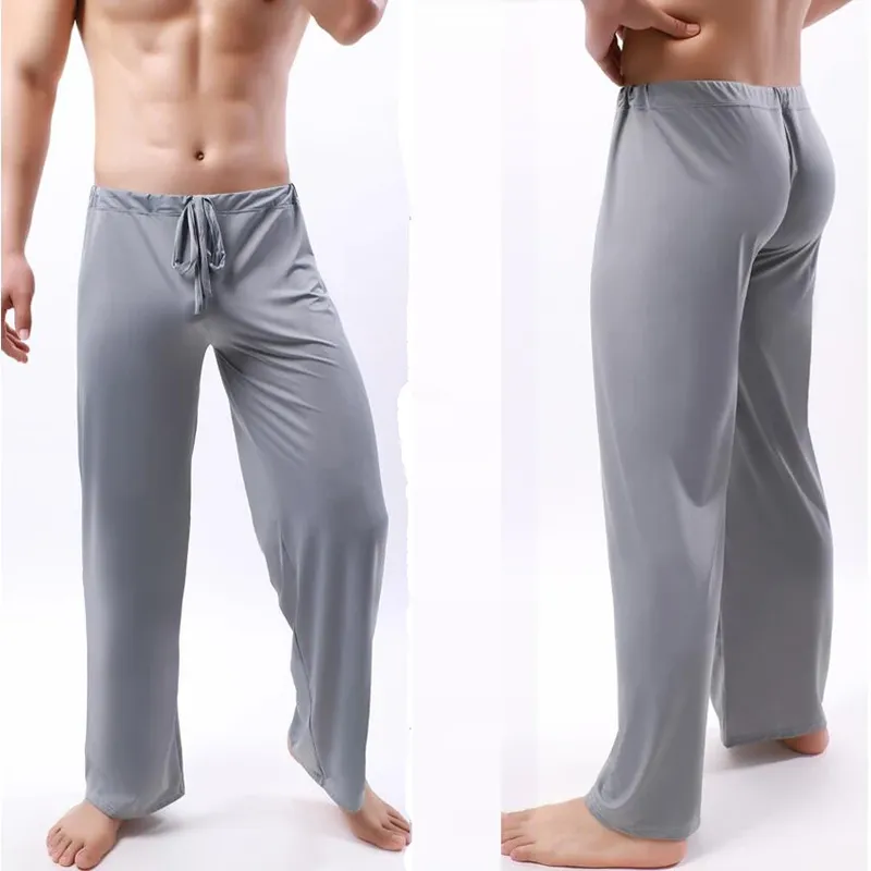 Eis Seide Männer Pyjama Hosen Dünne Lange Hosen Männer Durchsichtig Schlaf Hosen Böden Homewear Männer Pyjamas Pyjamas Hause Hosen