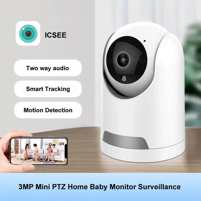 ICSEE Mini Wifi Kamera FHD 3MP Farbe Nachtsicht Zwei-wege Audio Auto Tracking Indoor Verwenden Baby Monitor Drahtlose Sicherheit Kamera