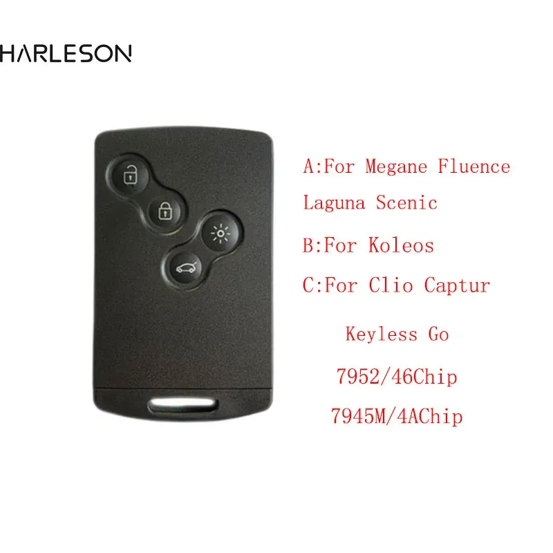 Keyless Smart Remote Key Card Für Renault Megane Fluence Laguna Scenic Clio Captur Koleos 433MHz ID46-PCF7952 4AChip 7953M