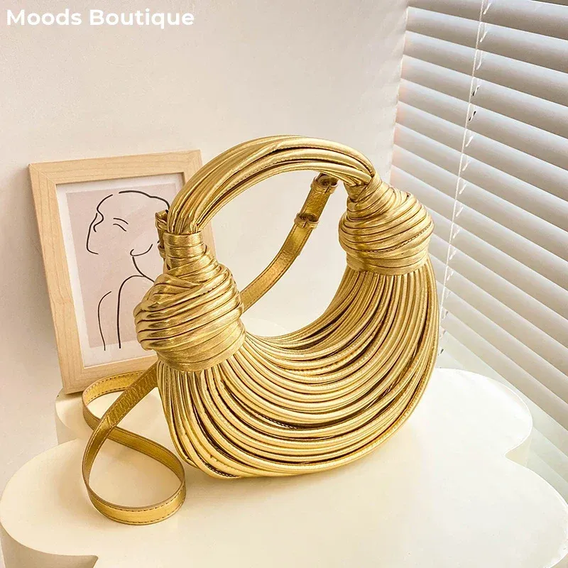taschen damen abendtaschen abendtasche damen MOODS Luxus Abend Geldbörsen für Frauen goldene Nudel Knoten Design Dinner Party Clutch Tasche Luxus Designer Geldbörsen und Handtaschen