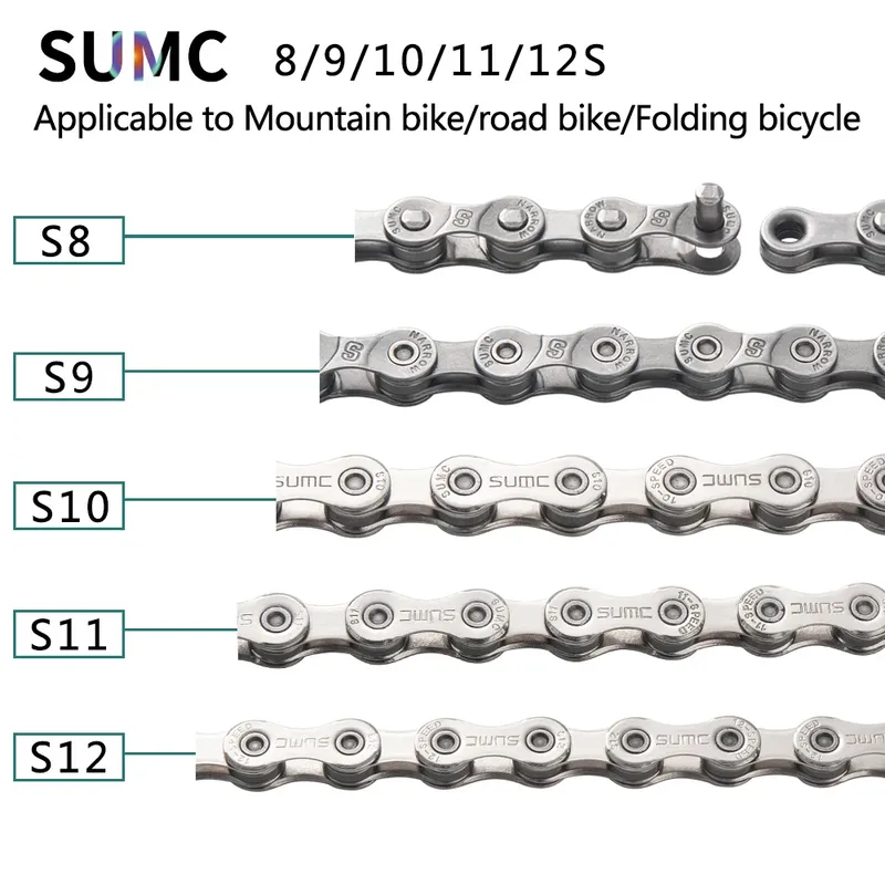 SUMC Fahrradkette 8/9/10/11/12 Geschwindigkeit für MTB Rennrad Faltrad Grau Silbrige Ketten
