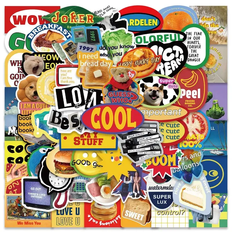 60PCS Cool Ins Stil Einfache Retro Label Aufkleber Ästhetischen Aufkleber für Tagebuch Kühlschrank Notebook Telefon Wasserdichte Flasche Aufkleber