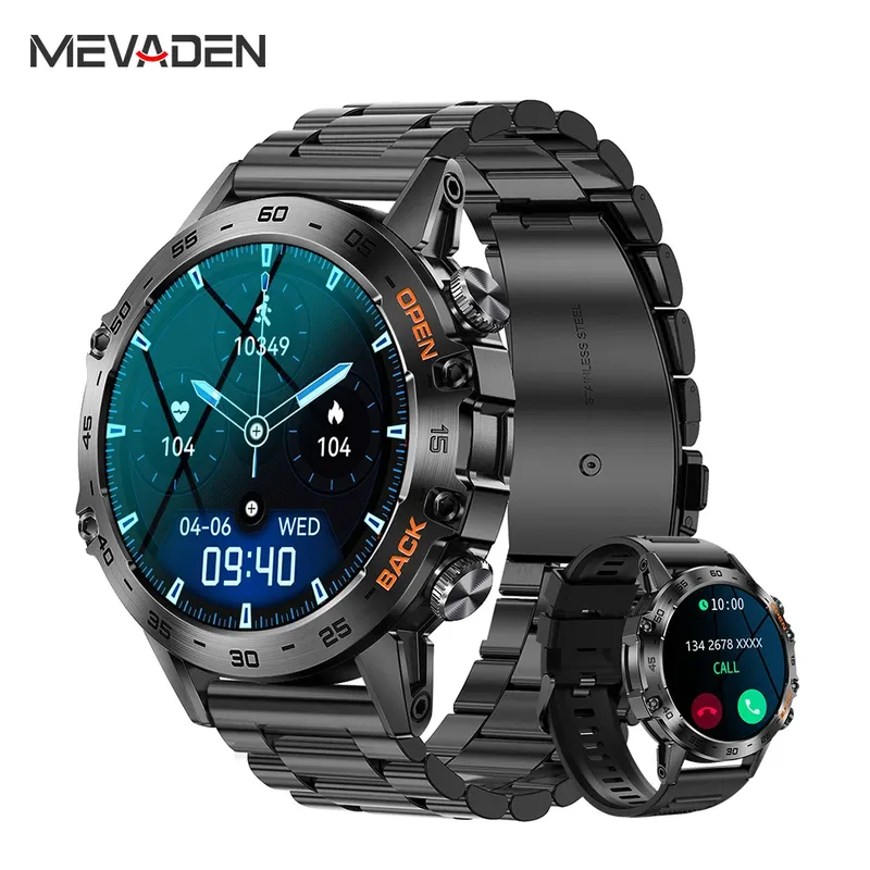 MEVADEN Steel 1,39 Zoll Herren Luxus Smartwatch Bluetooth Anruf Sport Fitness Tracker Gesundheitsmonitor Smartwatch für Männer MD52