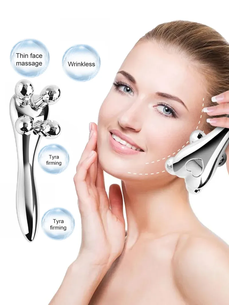 1 Stück 4D-Roller Facelift Falten Silber Y-Form Roller Gesichtsauge Hals Muskelentspannung Abnehmen Massagegerät Entspannungswerkzeuge