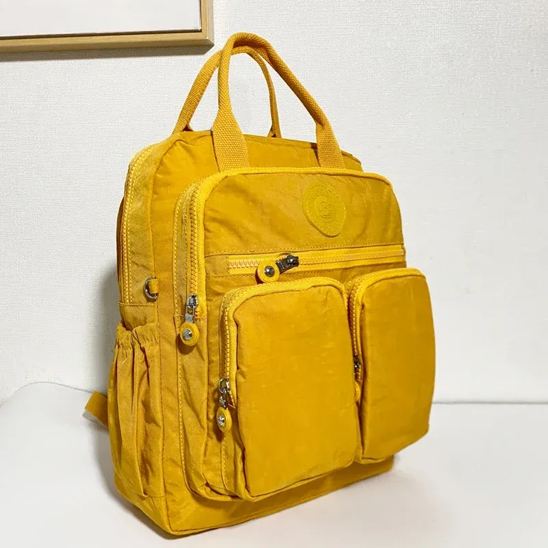 Mode Frau Rucksack Wasserdichte Nylon Weichen Griff Solide Multi-tasche Reise Zipper Feminina Schule Taschen Laptop Rucksack