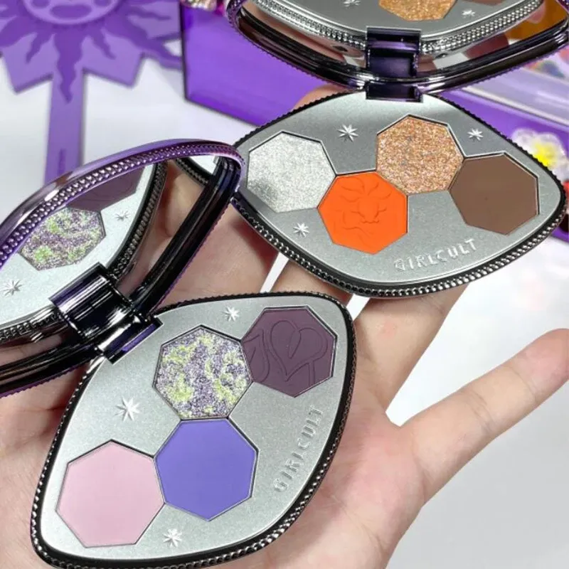 Girlcult Lidschatten-Palette, dezente lila Farbe, Chamäleon-Glitzer für Augen, matt, schimmernd, glitzernd, gepresst, hochpigmentiertes Pulver