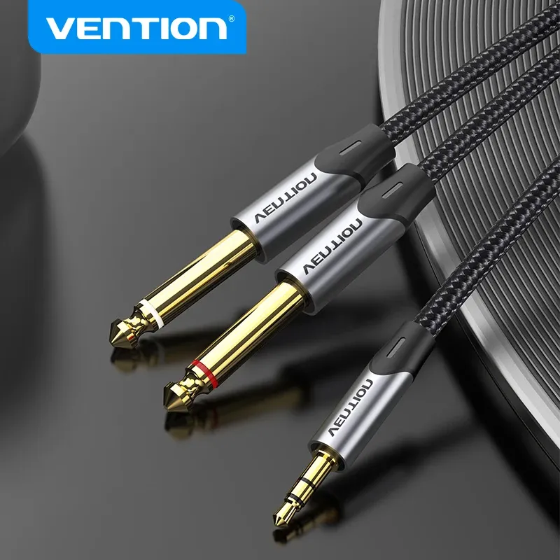 Vention 3,5 mm auf Doppel 6,5 mm TRS-Kabel AUX-Stecker Mono 6,5 Klinke auf Stereo 3,5 Klinke Audiokabel für Mixer-Verstärker 6,35 mm Adapter