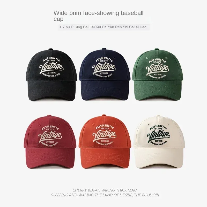 Koreanische Vintage bestickte Baseball mützen Frauen Sommer Outdoor Sonnencreme weichen Zylinder zeigt Gesicht kleine lässige Herren hüte