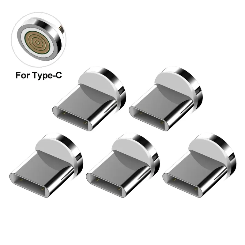 Magnetisches Ladekabel, Adapter, Steckverbinder, Spitzenkopf für Typ C, Micro-USB, iPhone 3A, schnelles Aufladen, 5-teilige Stecker, kein Kabel
