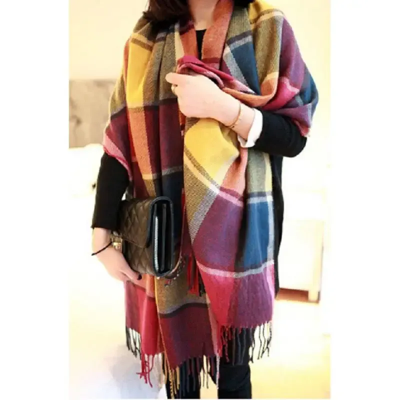 Winter Weibliche Gitter Imitation Kaschmir Schal Herbst Und Winter Dicke Mode Warme Wilden Schal Schal