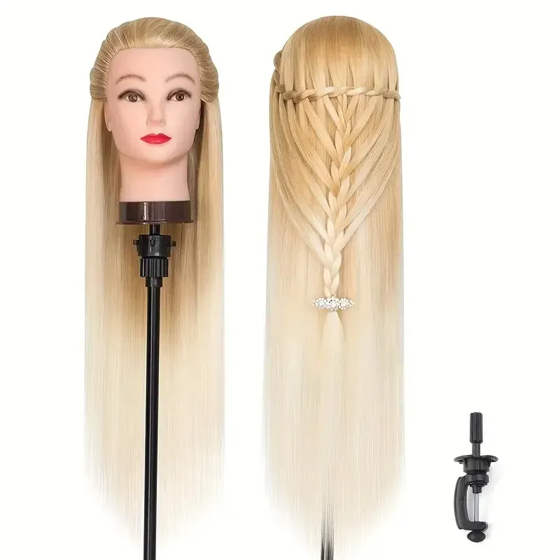 Schaufensterpuppenkopfmodell mit langem Kunsthaar, Puppenkopf, Styling, Friseur-Trainingskopf, Puppenkopf zum Flechten