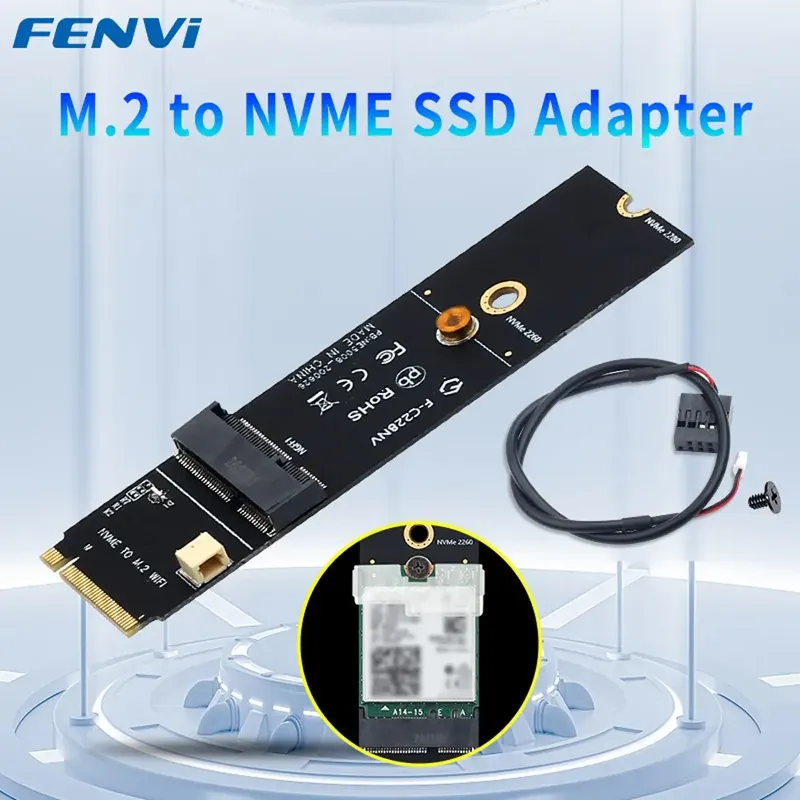 FENVI NGFF M.2 A+E Schlüssel zu NVMe PCI Express SSD Port Konverter Adapter F-C228NV für AX200 AX210 8265 7260AC WiFi BT Wireless Karte