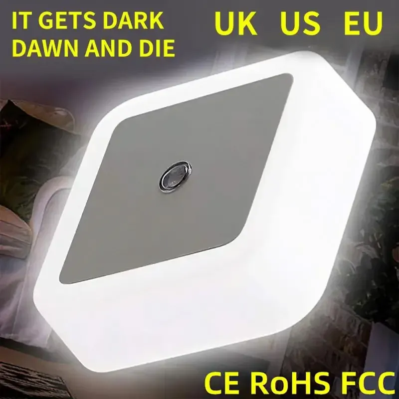 Mini LED Nachtlicht EU/US/UK Stecker Licht Sensor Quadratische Form Nacht Lampe Für Kinderzimmer Schlafzimmer nacht Aisle Korridor 110V 240V