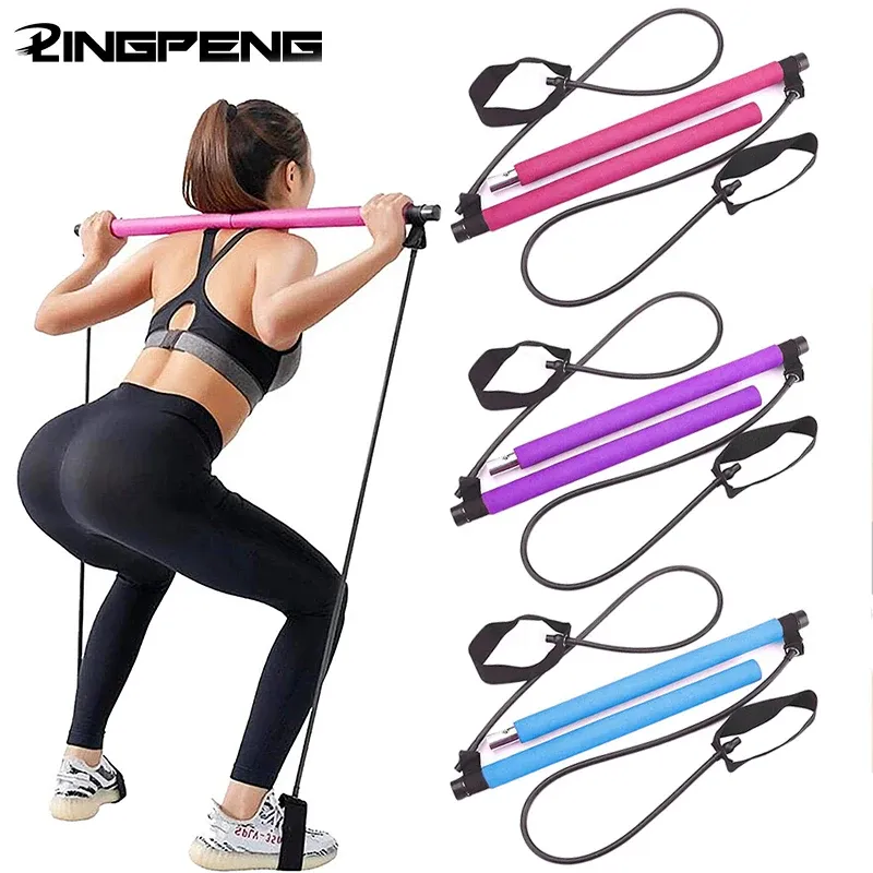 Multifunktionale Pilates Bar Kombination Fitness Bar Yoga Brust Expansion Spannung Seil Zurück Trainer Elastische Seil Stretching Gürtel