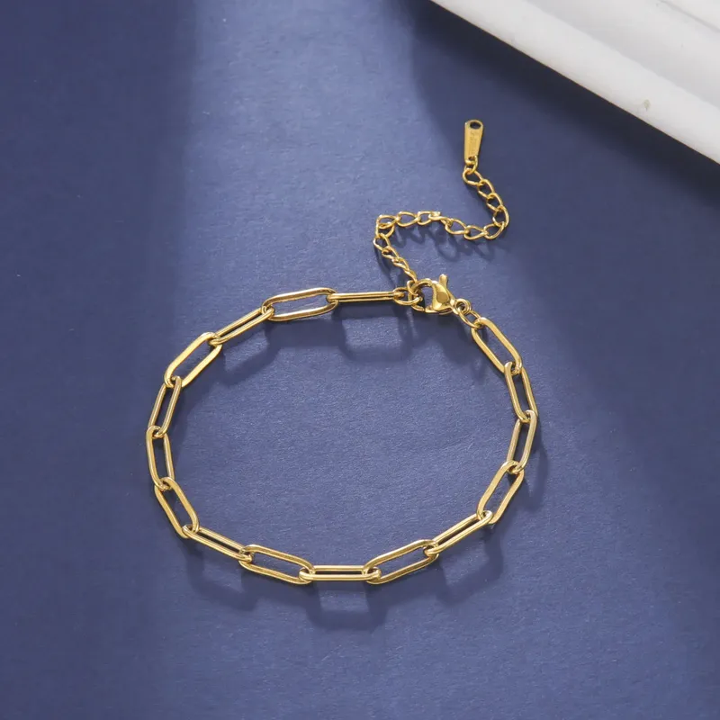 Skyrim Freundschaft Büroklammer Gliederkette Männer Frauen Mädchen Edelstahl Gold Farbe Armbänder Minimalistischer Schmuck Valentinstag Geschenk