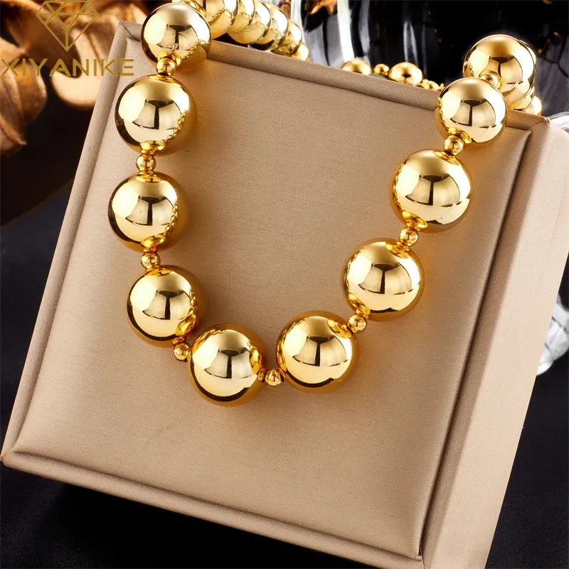 XIYANIKE 316L Edelstahl Halskette Kugelkette Zubehör für Frauen Trendiges Design Einfache Neue Trends Geburtstag Schmuck Collier