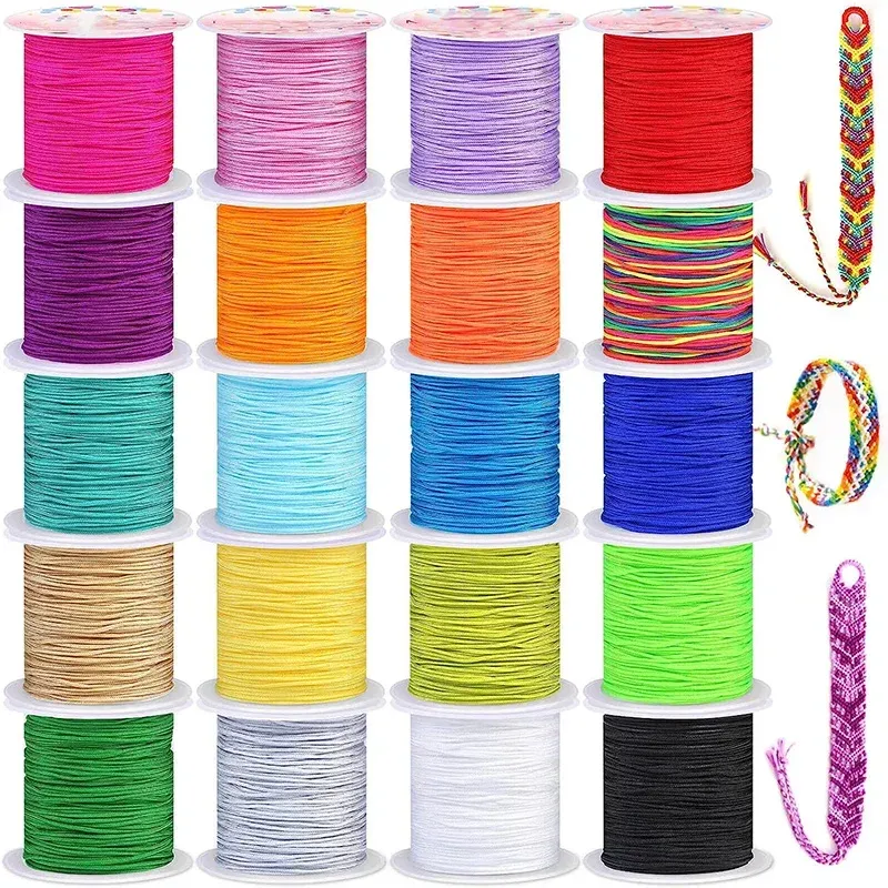 50 m/Rolle, 0,8 mm Nylon-Perlenschnur, Makramee-Faden, Armbandschnur, chinesische Knotenschnur für geflochtenes Armband, DIY-Handwerk, Schmuckherstellung
