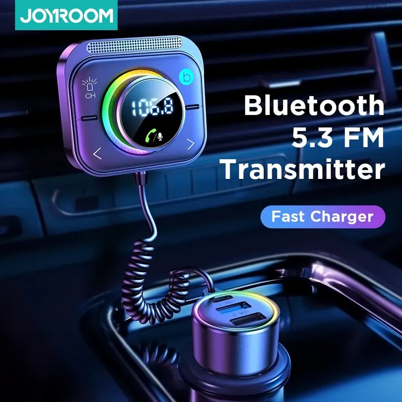 Joyroom bluetooth 5,3 fm/aux bluetooth auto ladegerät adapter entlüftung installation 3 anschlüsse pd & qc 3,0 fm bluetooth autos ender