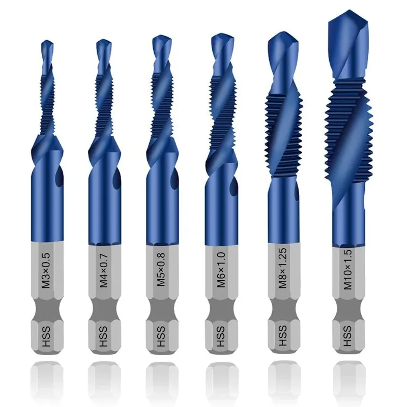 Sechs kant schaft titan beschichtet hss Schrauben gewinde metrische Gewinde bohrer Schraube Maschine Verbund gewinde bohrer m3 m4 m5 m6 m8 m10 Handwerkzeuge