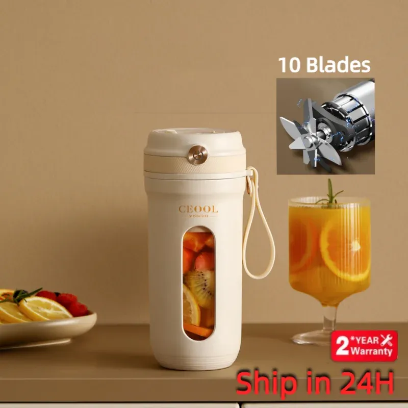 10 Klingen elektrischer tragbarer Mixer 350ml Entsafter Obst mischer 3000mah USB wiederauf ladbarer Smoothie Entsafter Tasse Quetscher Saft hersteller