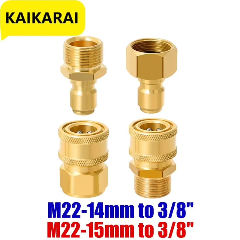 Hochdruckreiniger-Schnellkupplungs-Adapter-Set M22-15 mm auf 3/8 Schnellkupplungen zum Befestigen von Schläuchen an den Wasserpumpen 5000 PSI