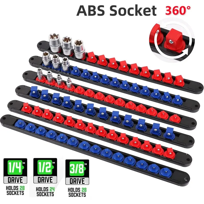 1 Stück 360 °   Drehbarer ABS-Sockel-Organizer, 1/4 Zoll, 3/8 Zoll, 1/2 Zoll, hochwertiger Sockel-Clip-Schienenhalter, Steckdosen-Organizer-Werkzeuge