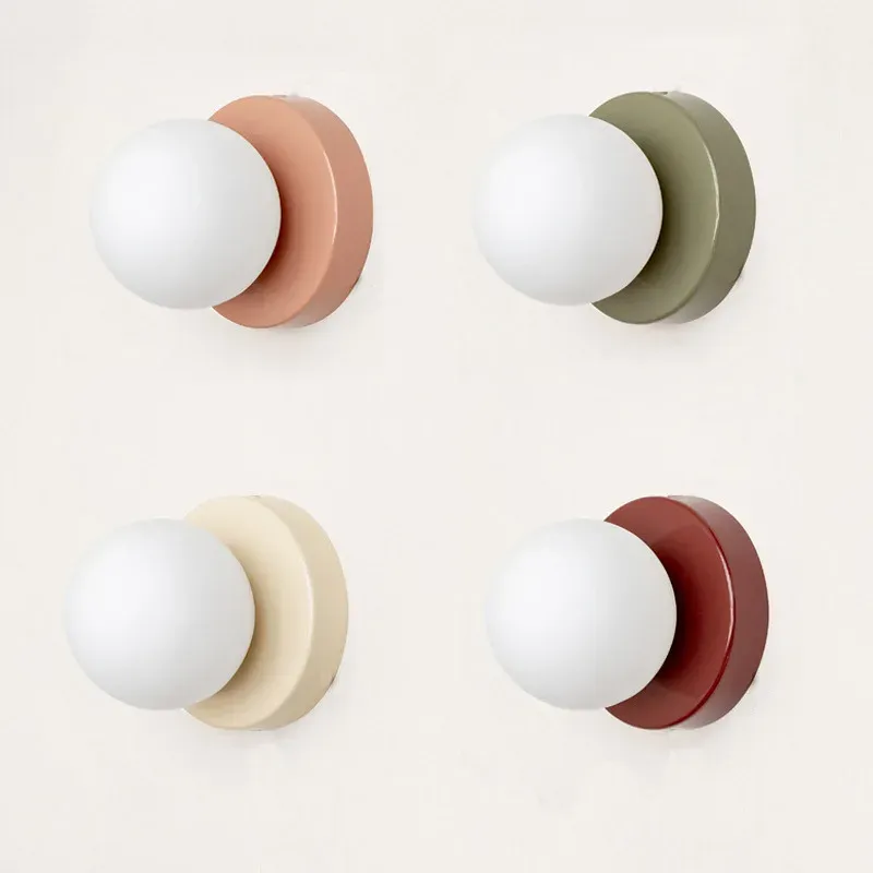 Kreative Macaron LED Wandleuchte 10/12 cm Mini Glas Wandleuchte für Balkon Lampe Nachttisch Schlafzimmer Korridor Veranda Dekor Leuchten