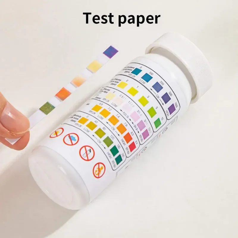 50 Stück Mehrzweck 5 in 1 Chlor PH Teststreifen SPA Schwimmbad Wasser Tester Papier Härte Werkzeug