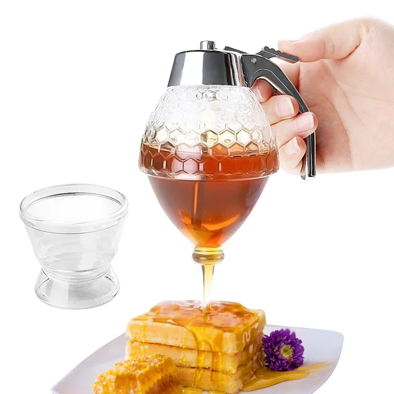 Saft Sirup Tasse Squeeze Flasche Lagerung Topf Ständer Halter Bee Drip Dispenser Wasserkocher Honig Glas Container Küche Zubehör