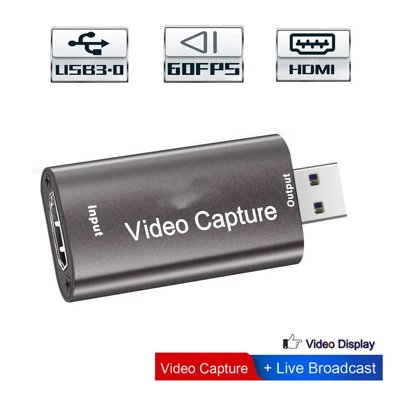Audio-Video-Capture-Karte 60 fps, 4K HDMI-kompatibler USB 3.0 2.0 zuverlässiger Videokonverter für Game-Streaming-Live-Übertragungen