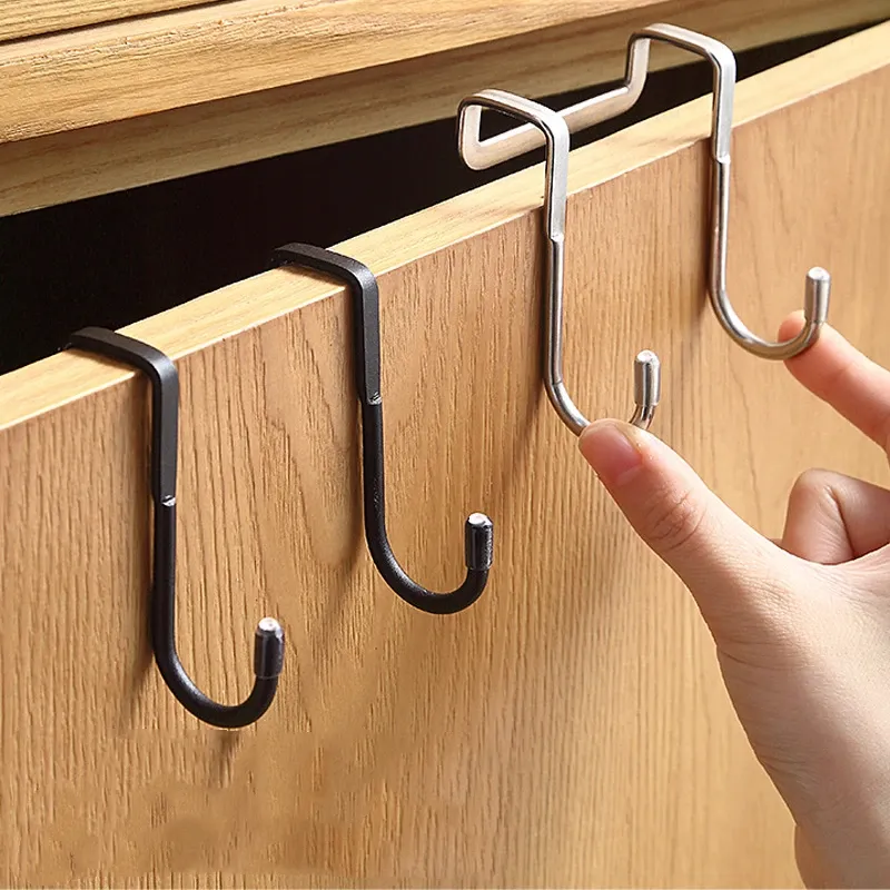 304 Edelstahl Haken frei Stanzen Doppel S-Form Haken Küche Bad Schrank tür zurück Typ Mantel Handtuch Aufbewahrung bügel