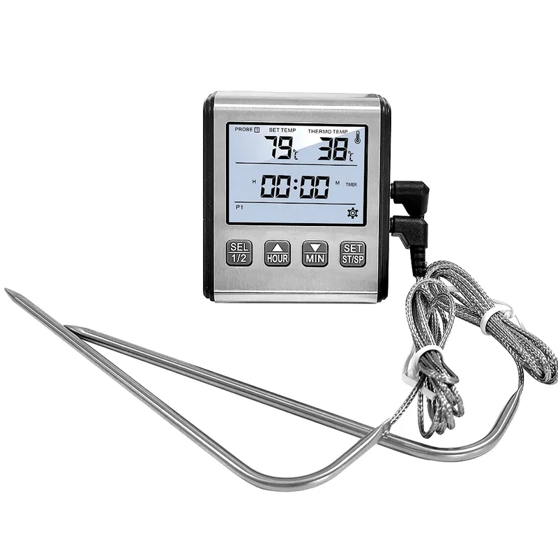 Digital Timing Lebensmittel Thermometer Temperatur Meter mit Timer Funktion Fleisch Probe Elektronische Küchenwerkzeuge Für Kochen BBQ Ofen
