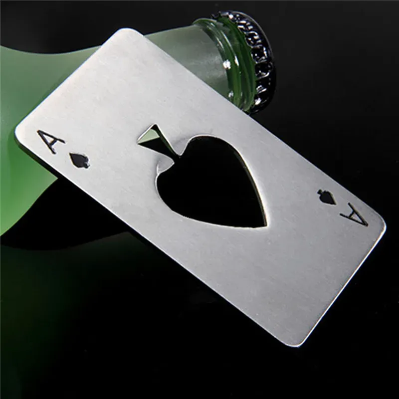 1Pcs Kreative Poker Geformt Flasche Dosenöffner Edelstahl Kreditkarte Größe Bar Restaurant Bier Metall Öffnung Werkzeug Geschenk