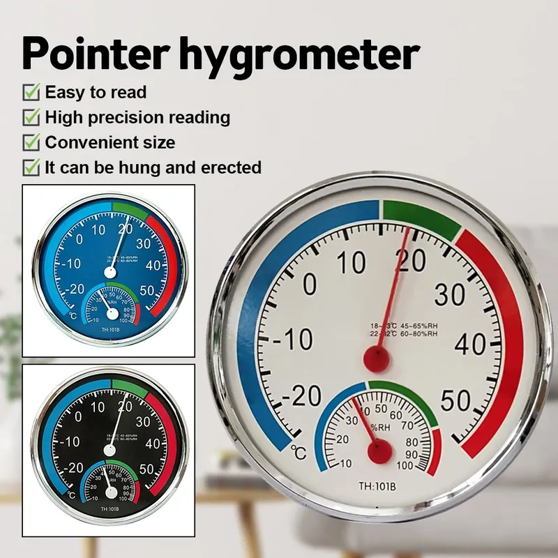 Mini-Thermometer mit rundem Zeiger und Hygrometer -30 ℃ -50 ℃   Thermometer 20 % - 100 % Hygrometer Innenbüro-Feuchtigkeitsmonitor