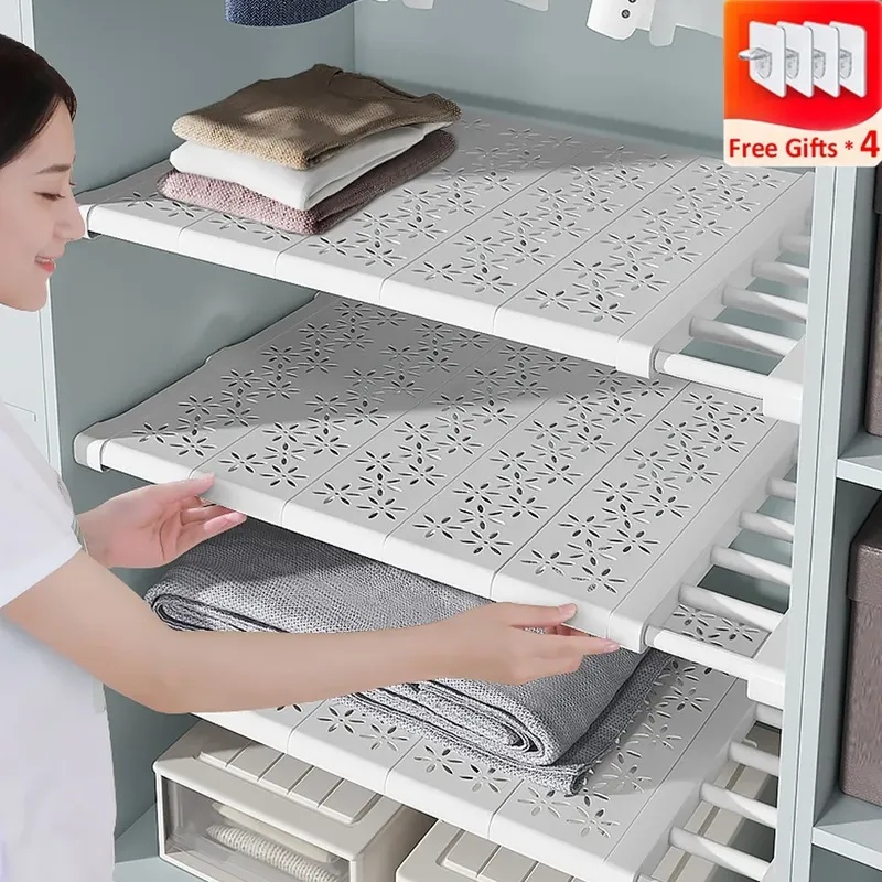 NEUE Einstellbare Closet Organizer Küche Lagerung Regale Platzsparende Kleiderschrank Wand Rack Home Appliance Schrank Holder1pc