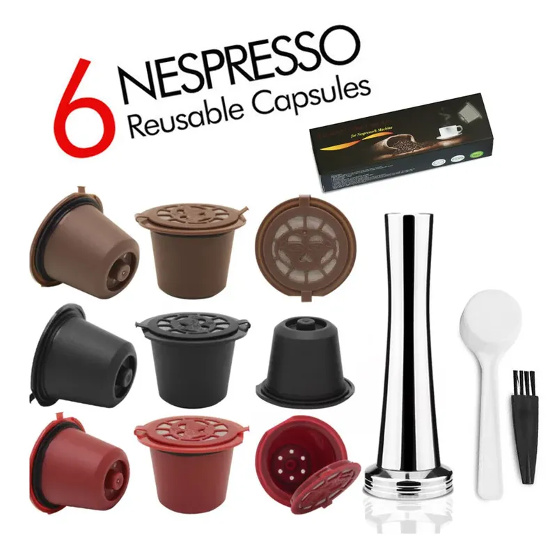 Wiederverwendbare Kaffeekapsel für Nespresso-Maschine mit Edelstahl-Filternetz, icafilas Nachfüllung, Espresso-Pod, Küchen-Manipulationszubehör